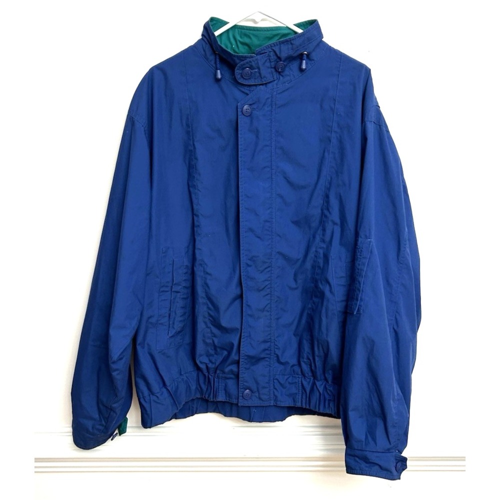 Vintage London Fog Windbreaker Jacket Men's Size XL Blue & Teal 80s 90s Pockets